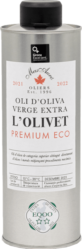 41,95 € Envío gratis | Aceite de Oliva Mas Auró L'Olivet España Botella 1 L