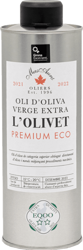 41,95 € Envío gratis | Aceite de Oliva Mas Auró L'Olivet AOVE Virgen Extra España Botella 1 L
