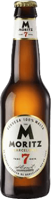 17,95 € Envio grátis | Caixa de 12 unidades Cerveja Moritz 7 Espanha Garrafa Terço 33 cl