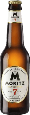 17,95 € Envío gratis | Caja de 12 unidades Cerveza Moritz 7 España Botellín Tercio 33 cl