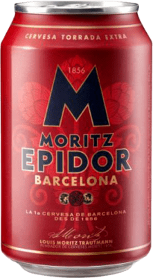 31,95 € Envío gratis | Caja de 24 unidades Cerveza Moritz Epidor España Lata 33 cl