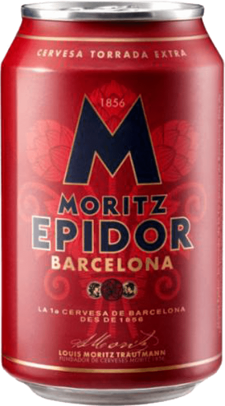 29,95 € Envio grátis | Caixa de 24 unidades Cerveja Moritz Epidor Espanha Lata 33 cl