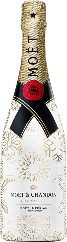 59,95 € Бесплатная доставка | Белое игристое вино Moët & Chandon Sleeve Festive Brut — брют Impérial — Имперский A.O.C. Champagne шампанское Франция Pinot Noir — Пино Нуар, Chardonnay — Шардоне, Pinot Meunier — Пино Менье 75 cl