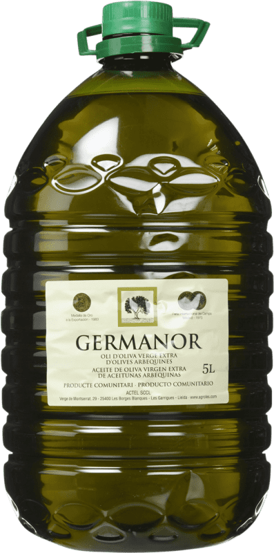 52,95 € 送料無料 | オリーブオイル Actel Germanor EVOO エキストラバージン カタロニア スペイン Arbequina — アルベキーナ ポリタンク 5 L PET — ペット