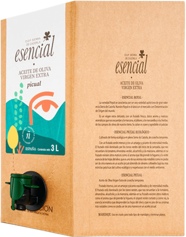 61,95 € Kostenloser Versand | Olivenöl Encarnación Esencial Verde — Grüne, E-NOL Extra Nativ D.O. Sierra de Cazorla Andalusien Spanien Picual Eco — Biologisch Bag in Box 3 L