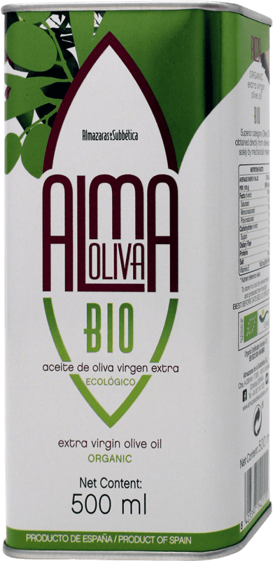 10,95 € Envío gratis | Aceite de Oliva ‎Almazaras de la Subbética Almaoliva Bio D.O.P. Priego de Córdoba Andalucía España Hojiblanca Lata 50 cl