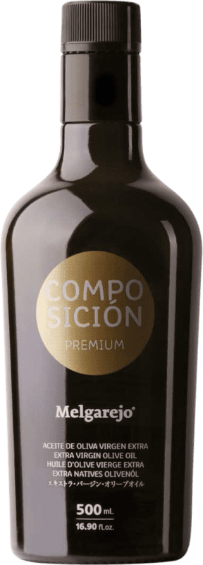 26,95 € Envio grátis | Azeite de Oliva Melgarejo Premium Composición Vidrio Andaluzia Espanha Garrafa Medium 50 cl