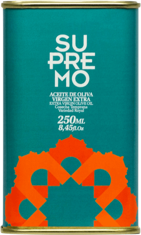 261,95 € Spedizione Gratuita | Scatola da 25 unità Olio d'Oliva Supremo EVO Extra Vergine Jaén Spagna Royal Lattina 25 cl