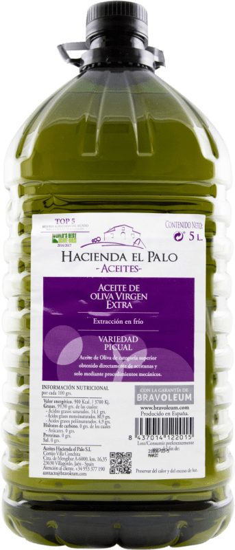 44,95 € 免费送货 | 橄榄油 Hacienda el Palo EVOO 特级初榨 安达卢西亚 西班牙 Picual — 皮夸尔 塑料桶 5 L PET — 塑料