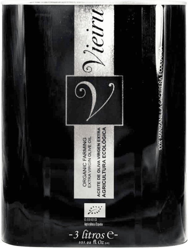 88,95 € Envoi gratuit | Huile d'Olive As Pontis Vieiru Ecológico Estrémadure Espagne Manzanilla Eco Biologique Boîte Métallique Spéciale 3 L