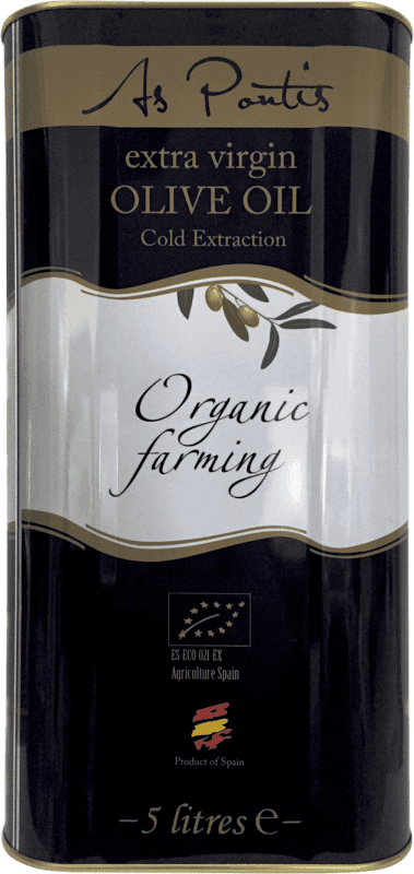 142,95 € Free Shipping | Olive Oil As Pontis Vieiru Ecológico Estremadura Spain Manzanilla Special Can 5 L