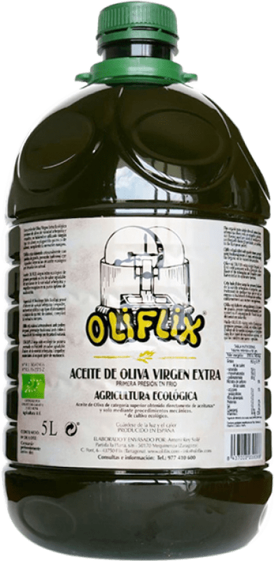 94,95 € Envio grátis | Azeite de Oliva Antonio Rey Solé Oliflix Ecológico PET D.O. Terra Alta Catalunha Espanha Garrafão 5 L