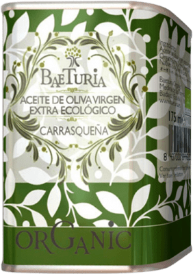 233,95 € Envio grátis | Caixa de 36 unidades Azeite de Oliva Baeturia Organic Extremadura Espanha Carrasqueña Lata 18 cl