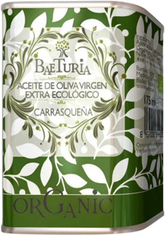 233,95 € 免费送货 | 盒装36个 橄榄油 Baeturia Organic 埃斯特雷马杜拉 西班牙 Carrasqueña 铝罐 18 cl