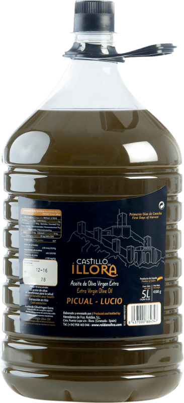 54,95 € Envoi gratuit | Huile d'Olive Roldán 1895 Castillo de Íllora PET D.O. Poniente de Granada Andalousie Espagne Carafe 5 L