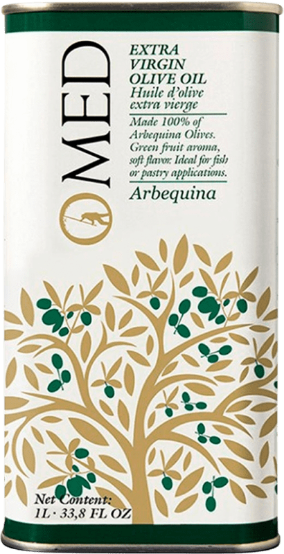 33,95 € Envío gratis | Aceite de Oliva Venchipa O-Med AOVE Virgen Extra Andalucía España Arbequina Lata Medium 1 L
