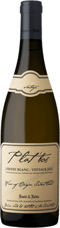 129,95 € Envio grátis | Vinho Branco David & Nadia Plat'bos W.O. Swartland África do Sul Chenin 75 cl