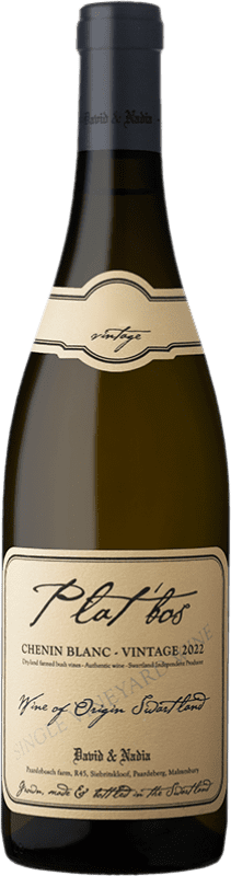 102,95 € Envio grátis | Vinho branco David & Nadia Plat'bos W.O. Swartland África do Sul Chenin Branco Garrafa 75 cl