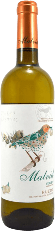 9,95 € Spedizione Gratuita | Vino Bianco Vitivinícolas Lasecanas Malvid D.O. Rueda Castilla y León Spagna Verdejo 75 cl
