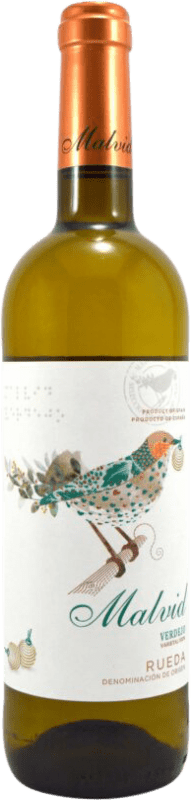 9,95 € Envío gratis | Vino blanco Vitivinícolas Lasecanas Malvid D.O. Rueda Castilla y León España Verdejo Botella 75 cl