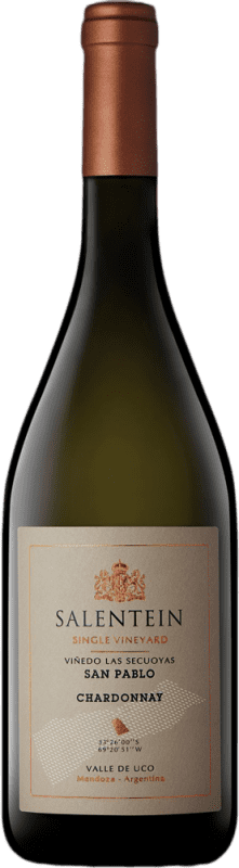 63,95 € 免费送货 | 白葡萄酒 Salentein Single Vineyard — 单一葡萄园 I.G. Valle de Uco Uco谷 阿根廷 Chardonnay — 莎当妮 75 cl