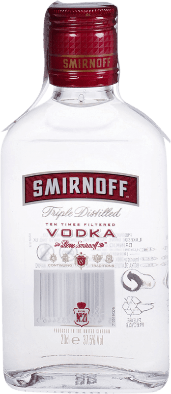 7,95 € Spedizione Gratuita | Vodka Smirnoff Rojo Russia Bottiglia Fiaschetta 20 cl