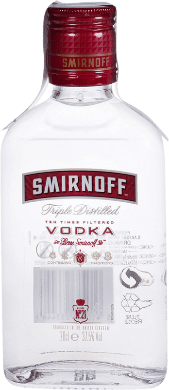 6,95 € Free Shipping | Vodka Smirnoff Russian Federation Small Hip Flask 20 cl