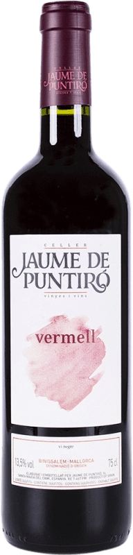 9,95 € Spedizione Gratuita | Vino rosso Jaume de Puntiró Vermell Tinto D.O. Binissalem Spagna Callet, Mantonegro Bottiglia 75 cl