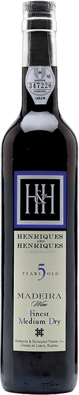 19,95 € 送料無料 | 酒精強化ワイン H&H Henriques & Henriques Medium Dry — やや辛口 I.G. Madeira マデイラ島 ポルトガル 5 年 ミディアムボトル 50 cl