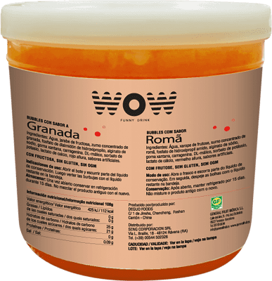 82,95 € Envio grátis | Schnapps WOW Granada Topping Bubble Fruit 3 Kg Espanha 3 L