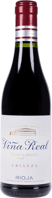 69,95 € Free Shipping | 12 units box Red wine Viña Real Tinto Aged D.O.Ca. Rioja The Rioja Spain Tempranillo, Graciano, Mazuelo, Grenache Tintorera Half Bottle 37 cl