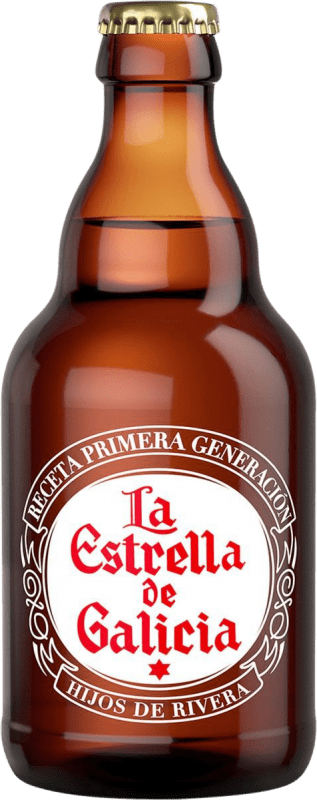 34,95 € 免费送货 | 盒装24个 啤酒 Estrella Galicia 西班牙 三分之一升瓶 33 cl