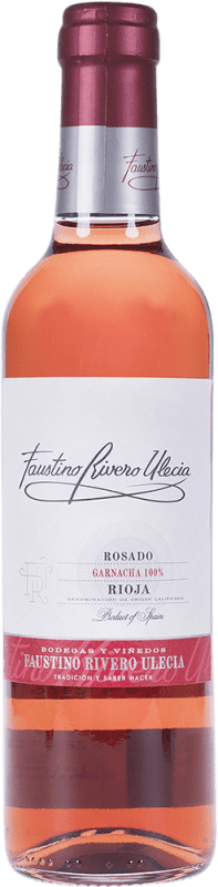 116,95 € Kostenloser Versand | 24 Einheiten Box Rosé-Wein Faustino Rivero Rosado D.O.Ca. Rioja La Rioja Spanien Grenache Tintorera Halbe Flasche 37 cl