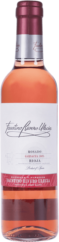 125,95 € Envio grátis | Caixa de 24 unidades Vinho Rosé Faustino Rivero D.O.Ca. Rioja La Rioja Espanha Garnacha — Grenache Meia Garrafa 37 cl