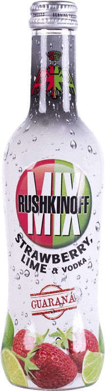 49,95 € Envío gratis | Caja de 24 unidades Mixer Antonio Nadal Rushkinoff Fresa Lima Vodka España Botellín 27 cl