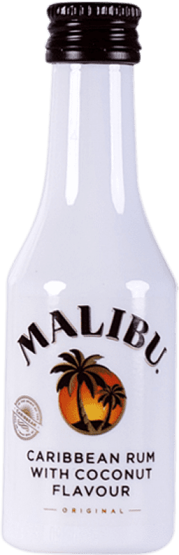 36,95 € Бесплатная доставка | Коробка из 12 единиц Ром Malibu Барбадос Мини-бутылка 5 cl