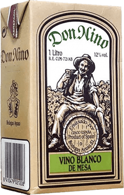 5,95 € Spedizione Gratuita | Vino bianco Ayuso Don Nino Blanco Tetrabrick Spagna Bottiglia 1 L