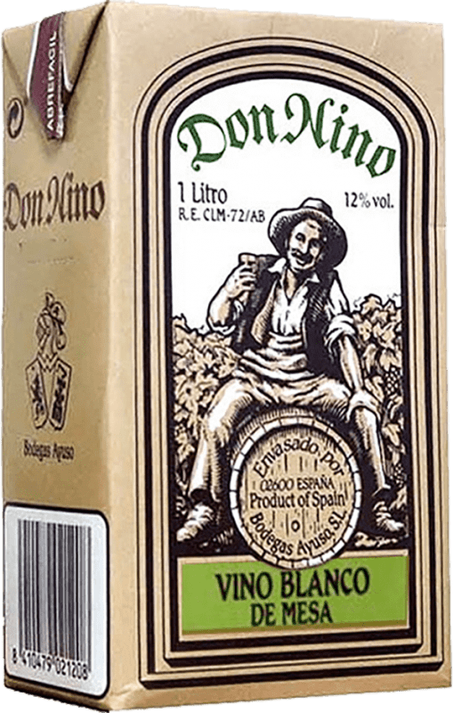 5,95 € Envio grátis | Vinho branco Ayuso Don Nino Blanco Tetrabrick Espanha Garrafa 1 L