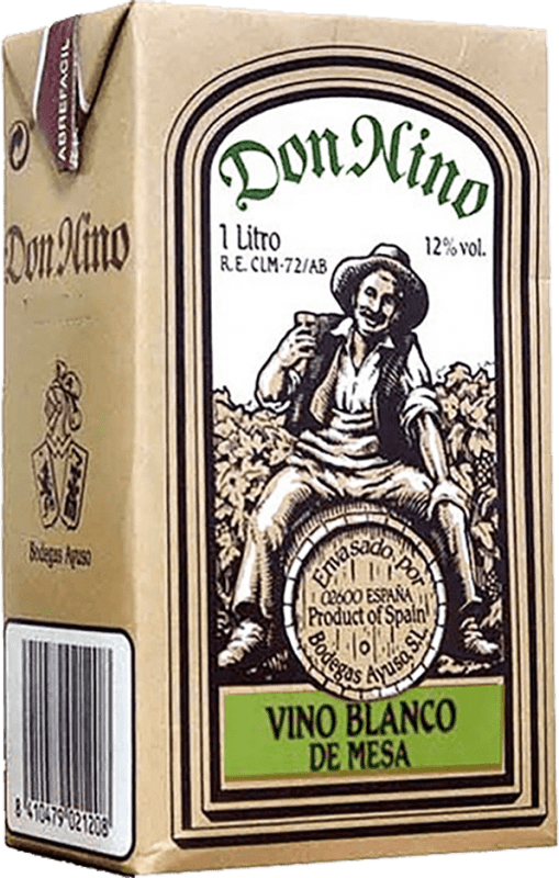 5,95 € Spedizione Gratuita | Vino bianco Ayuso Don Nino Blanco Tetrabrick Spagna Bottiglia 1 L