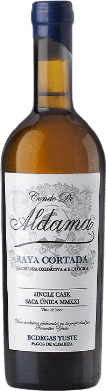 137,95 € Envío gratis | Vino generoso Yuste Raya Cortada Conde de Aldama D.O. Jerez-Xérès-Sherry Sanlúcar de Barrameda España Palomino Fino Botella Medium 50 cl