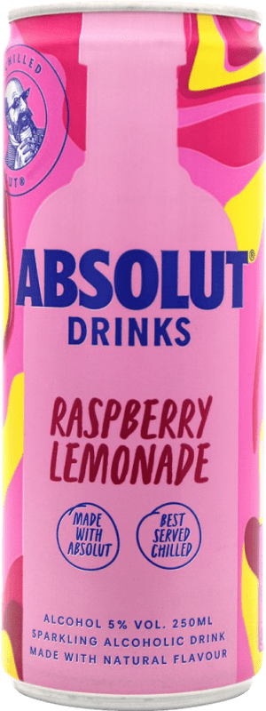 4,95 € Бесплатная доставка | Миксер Absolut Швеция Жестяная банка 25 cl Raspberry — Малина, Lemonade — Лимонад