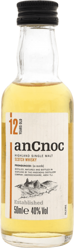5,95 € Free Shipping | Single Malt Whisky anCnoc Knockdhu Scotland United Kingdom 12 Years Miniature Bottle 5 cl