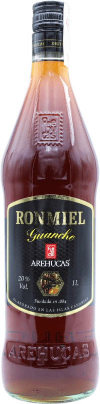 12,95 € Envío gratis | Ron Arehucas Miel Guanche España Botella 1 L