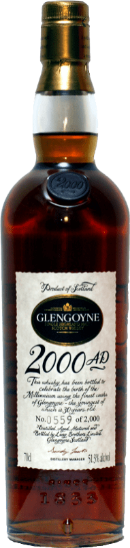 4 063,95 € Envio grátis | Whisky Single Malt Glengoyne 2000 AD Clock Escócia Reino Unido 70 cl Exemplar de colecionador Não Próprio para Consumo