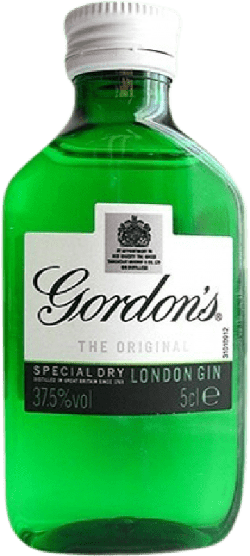 6,95 € Spedizione Gratuita | Genever Gin Gordon's Regno Unito Bottiglietta Mignon 5 cl