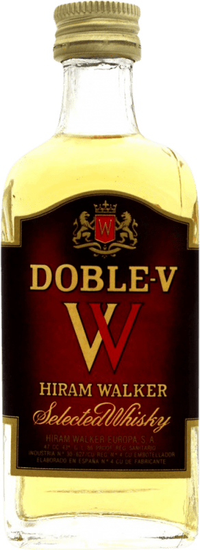 25,95 € Envío gratis | Whisky Blended Hiram Walker Doble V España Botellín Miniatura 5 cl