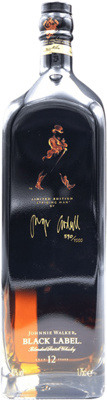 4 063,95 € Envío gratis | Whisky Blended Johnnie Walker Black Label Edición Limitada Striding Man Reino Unido Botella Especial 1,75 L