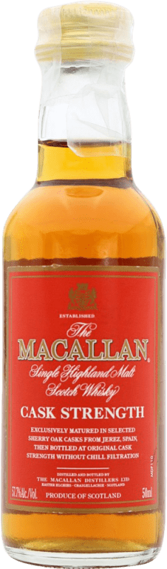514,95 € Kostenloser Versand | Single Malt Whisky Macallan Cask Strength — Fassstärke Großbritannien Miniaturflasche 5 cl Sammlerstück Nicht zum Verzehr Geeignet