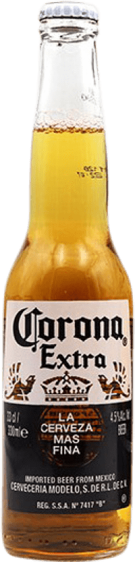 5,95 € Envio grátis | Caixa de 4 unidades Cerveja Modelo Corona México Garrafinha Terço 33 cl