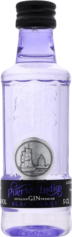 3,95 € Kostenloser Versand | Genever Gin Puerto de Indias Spanien Miniaturflasche 5 cl Blackberry — Brombeere